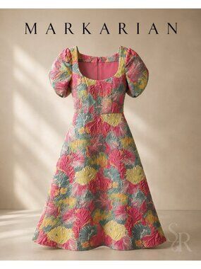 Markarian Astrid Sherbet Floral Brocade Midi Dress Sz 6 NWT Retail $2395